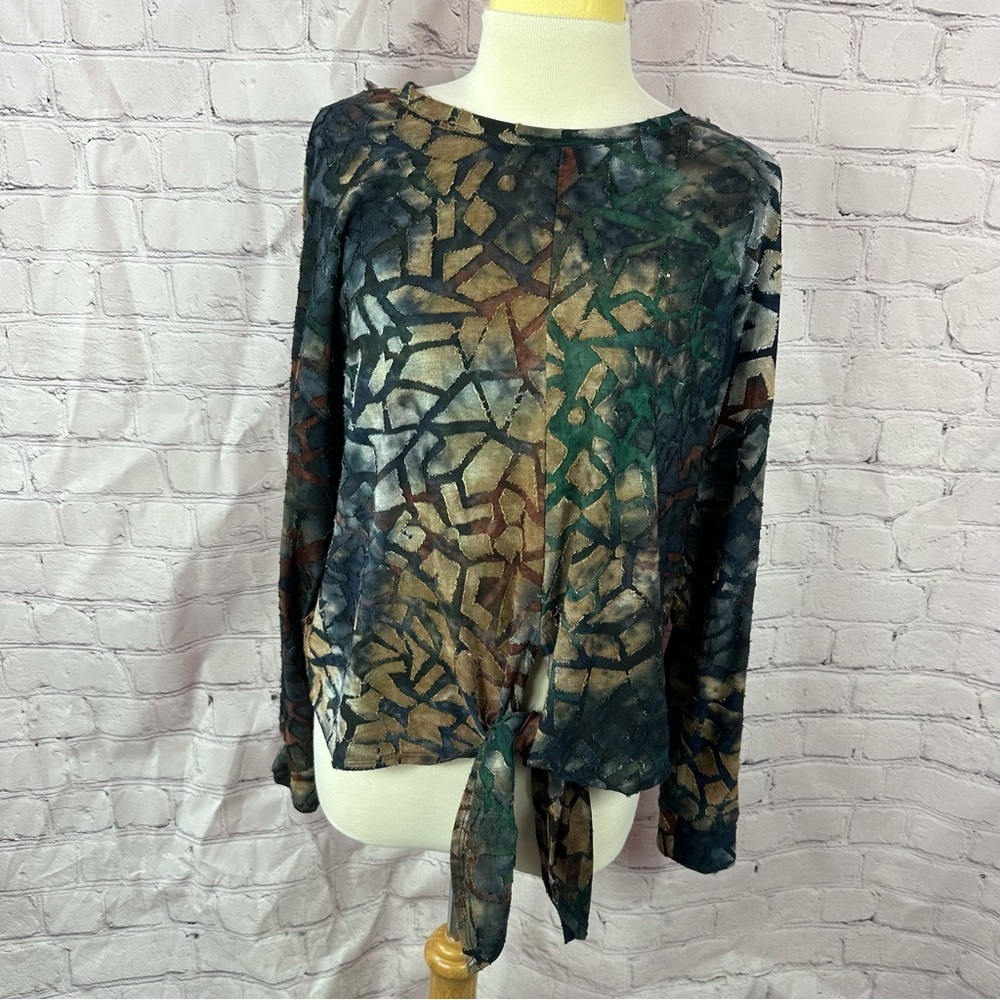 karen kane Abstract burnout Patterned Women's Top front knot top